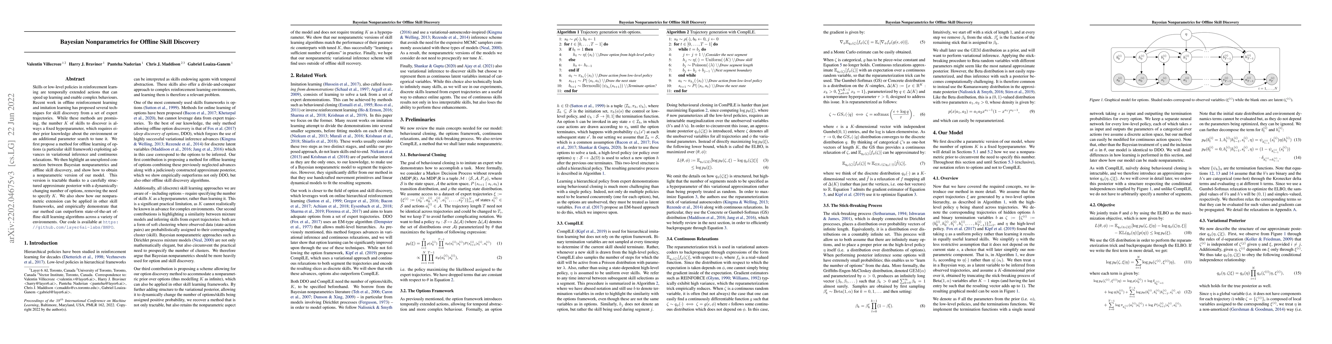 Thumbnail for Bayesian Nonparametrics for Offline Skill Discovery