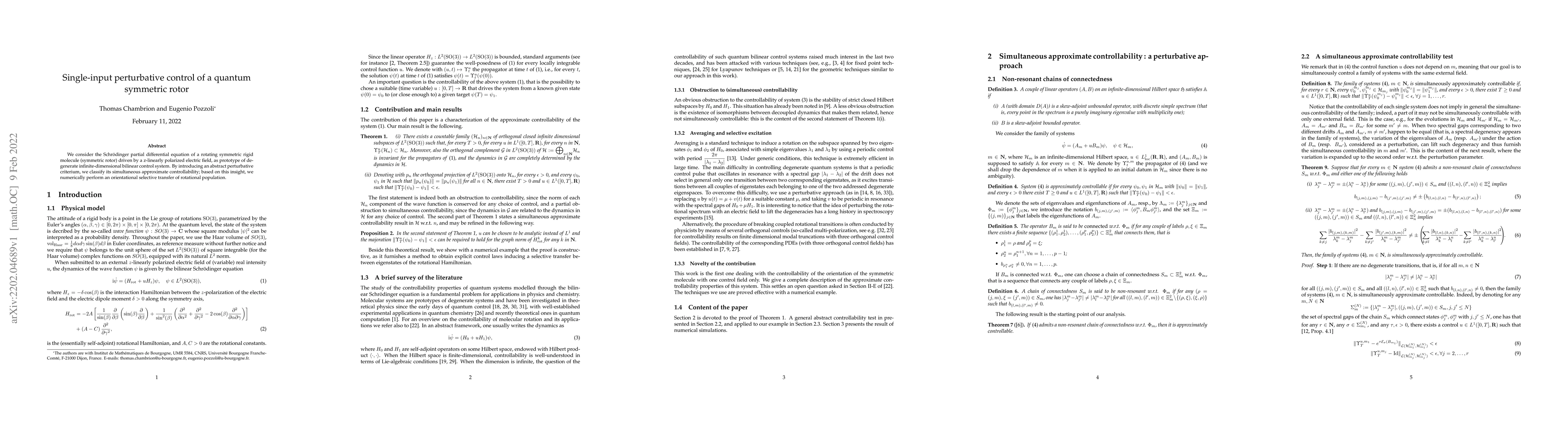 Thumbnail for Single-input perturbative control of a quantum symmetric rotor