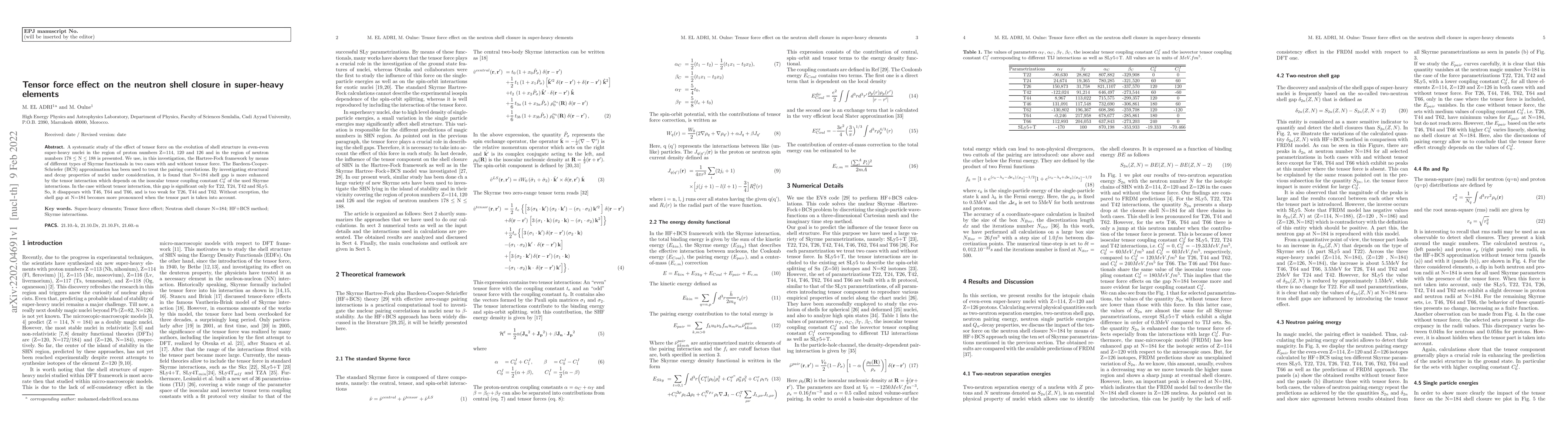 Thumbnail for Tensor force effect on the neutron shell closure in super-heavy elements