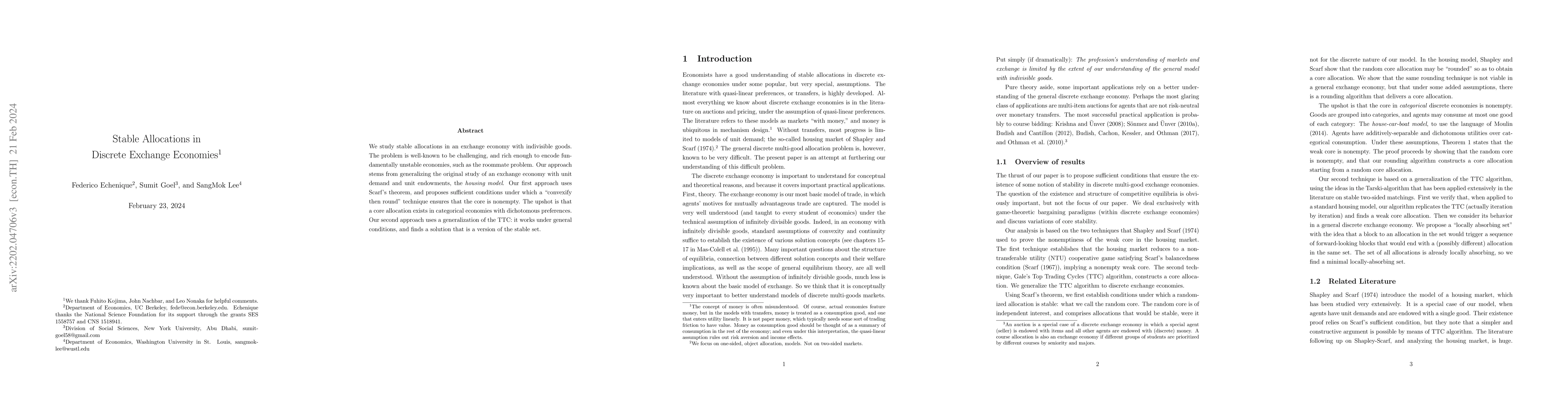 Thumbnail for Stable allocations in discrete exchange economies