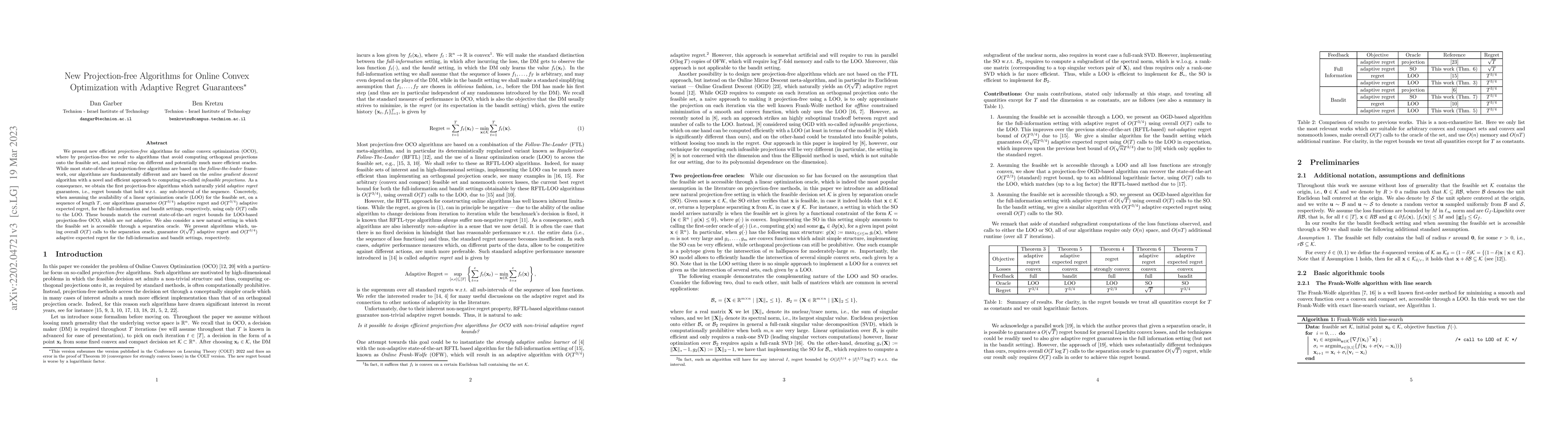Thumbnail for New Projection-free Algorithms for Online Convex Optimization with
  Adaptive Regret Guarantees