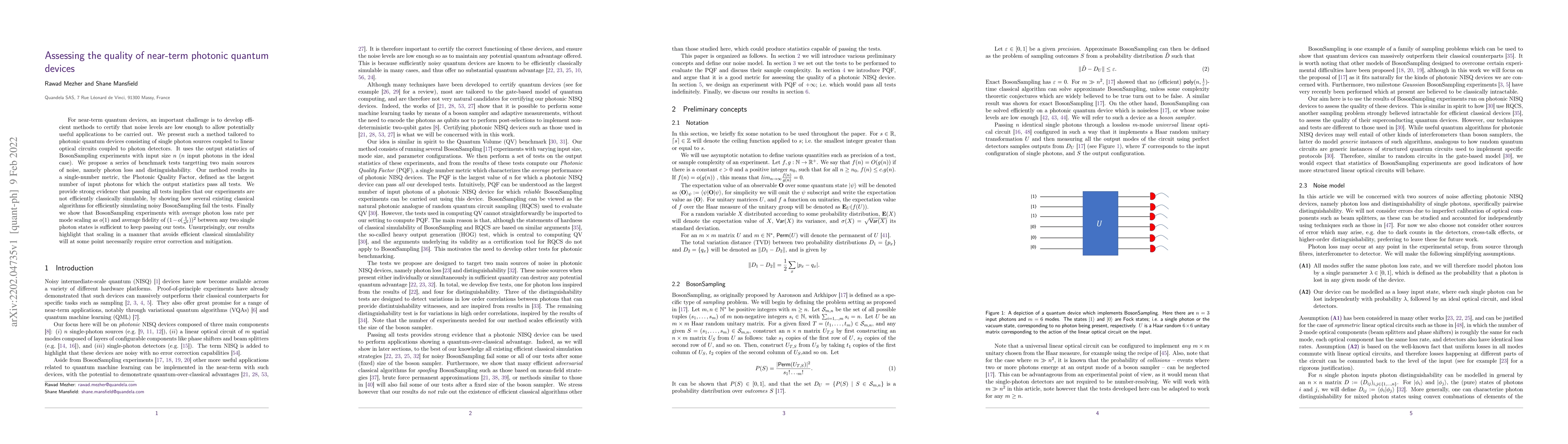 Thumbnail for Assessing the quality of near-term photonic quantum devices