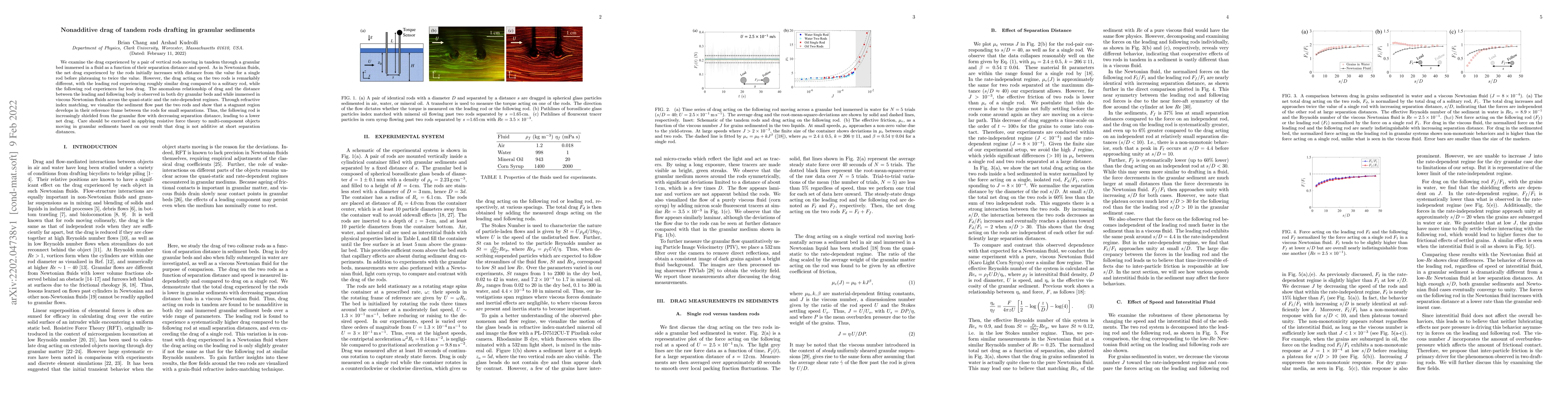 Thumbnail for Nonadditive drag of tandem rods drafting in granular sediments