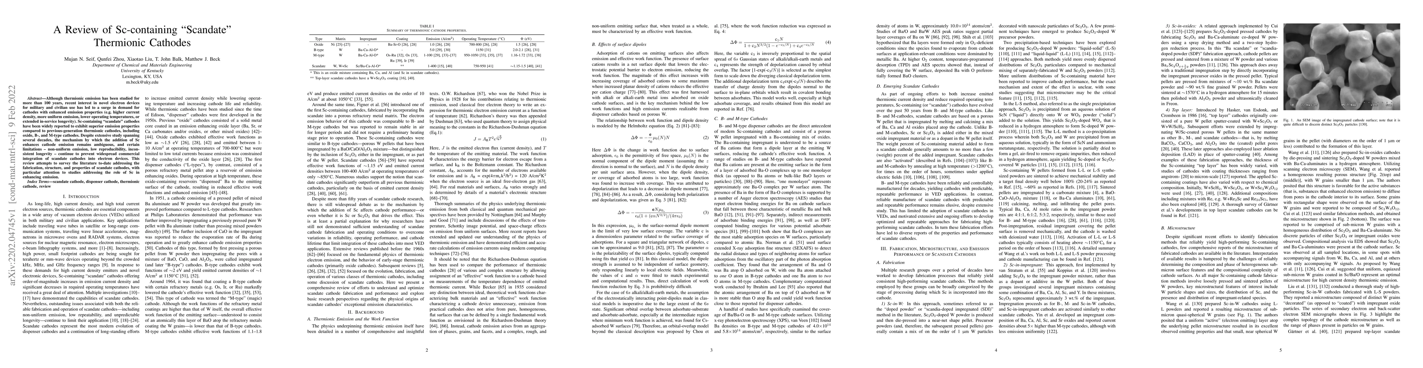 Thumbnail for A Review of Sc-containing "Scandate" Thermionic Cathodes