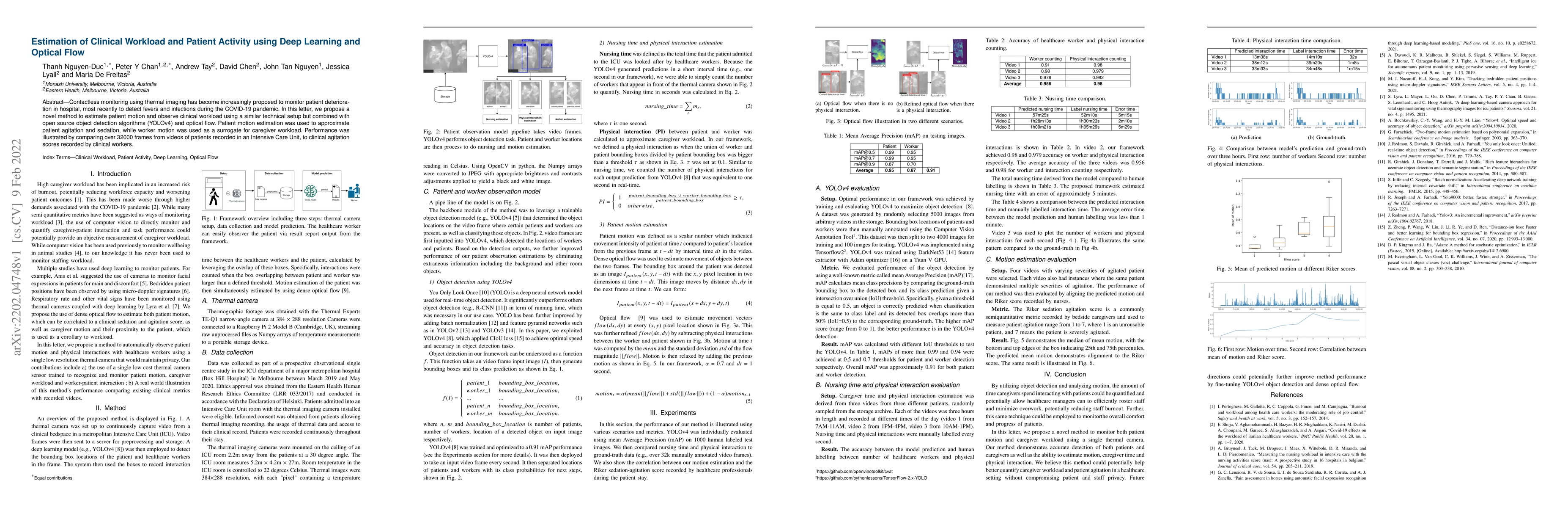 Thumbnail for Estimation of Clinical Workload and Patient Activity using Deep Learning
  and Optical Flow