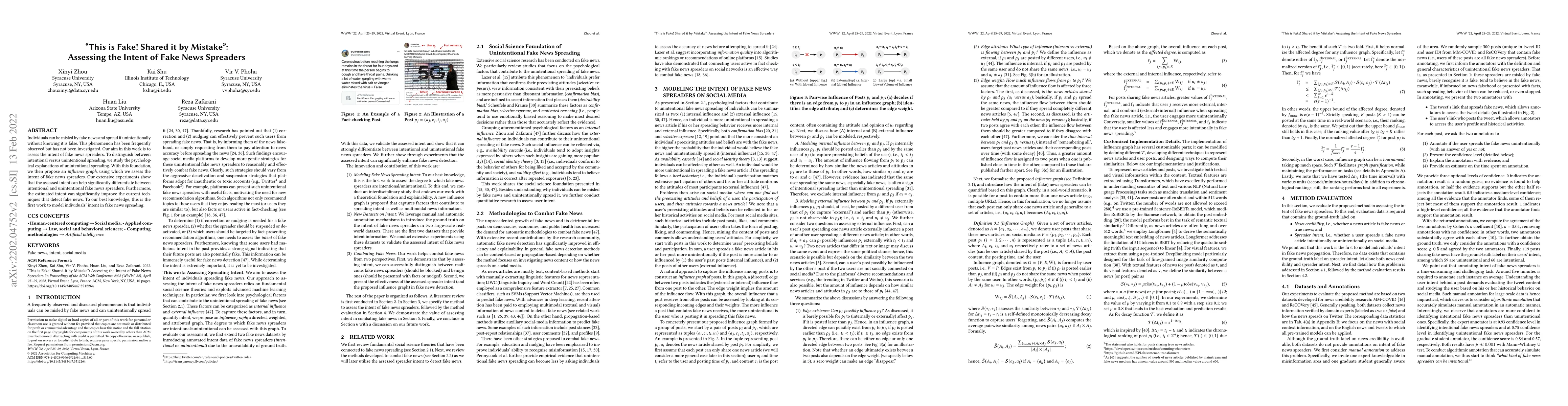 Thumbnail for "This is Fake! Shared it by Mistake": Assessing the Intent of Fake News
  Spreaders