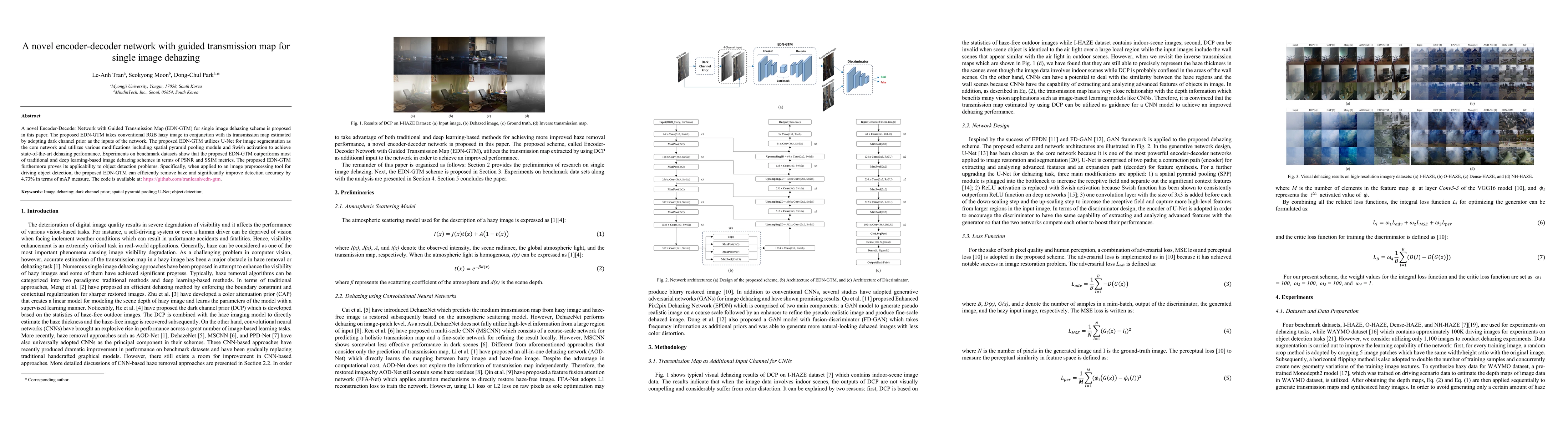 Thumbnail for A Novel Encoder-Decoder Network with Guided Transmission Map for Single
  Image Dehazing