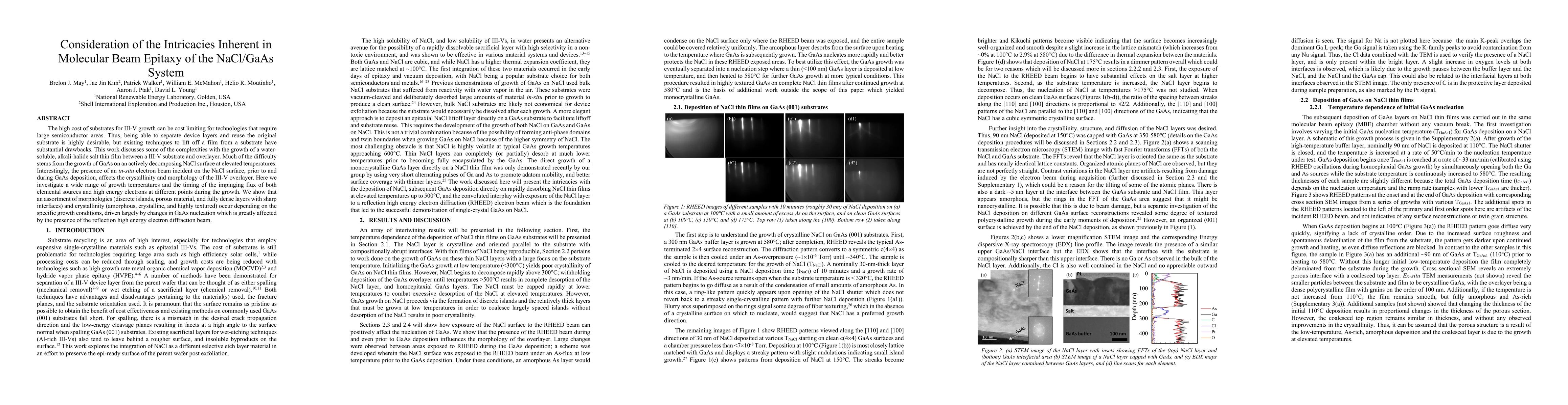 Thumbnail for Consideration of the Intricacies Inherent in Molecular Beam Epitaxy of
  the NaCl/GaAs System
