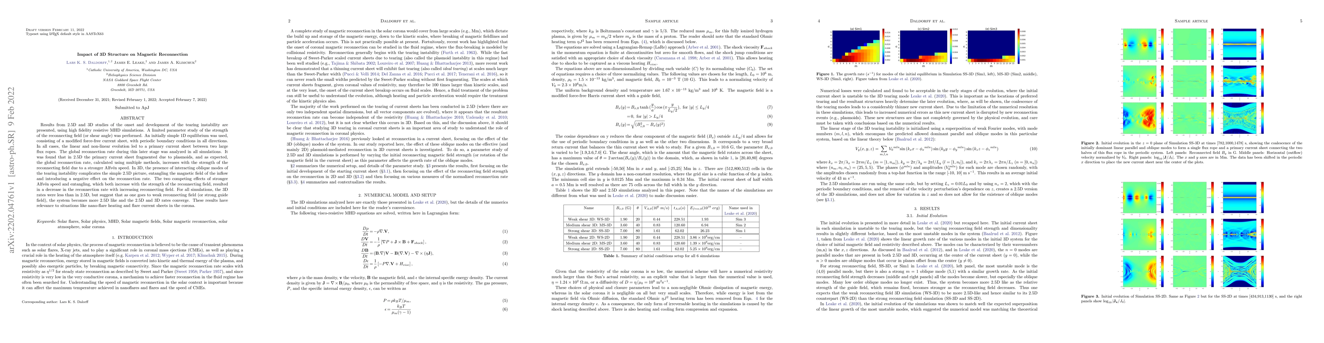 Thumbnail for Impact of 3D Structure on Magnetic Reconnection