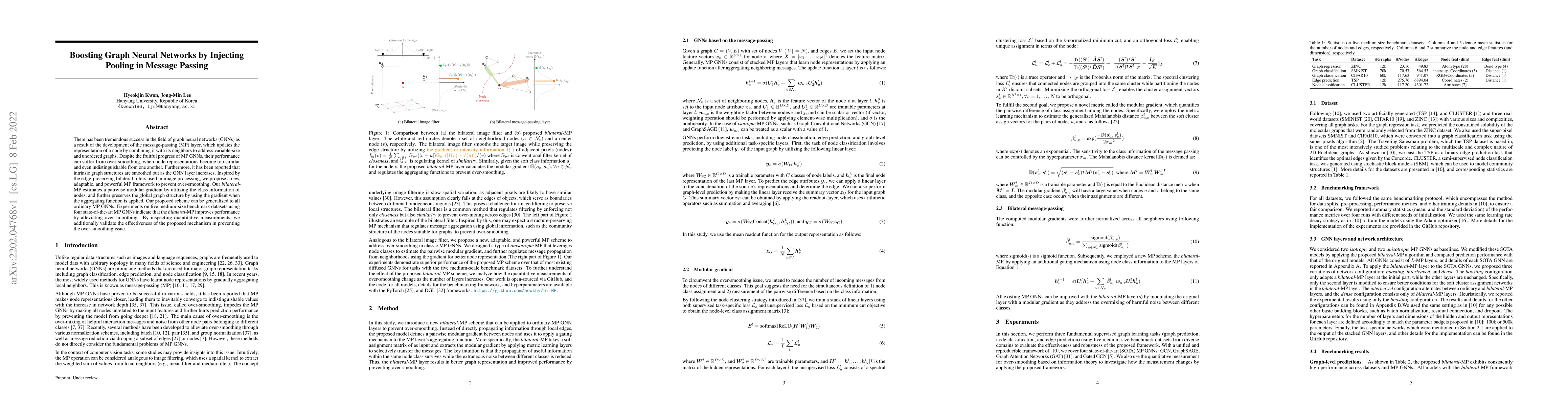 Thumbnail for Boosting Graph Neural Networks by Injecting Pooling in Message Passing