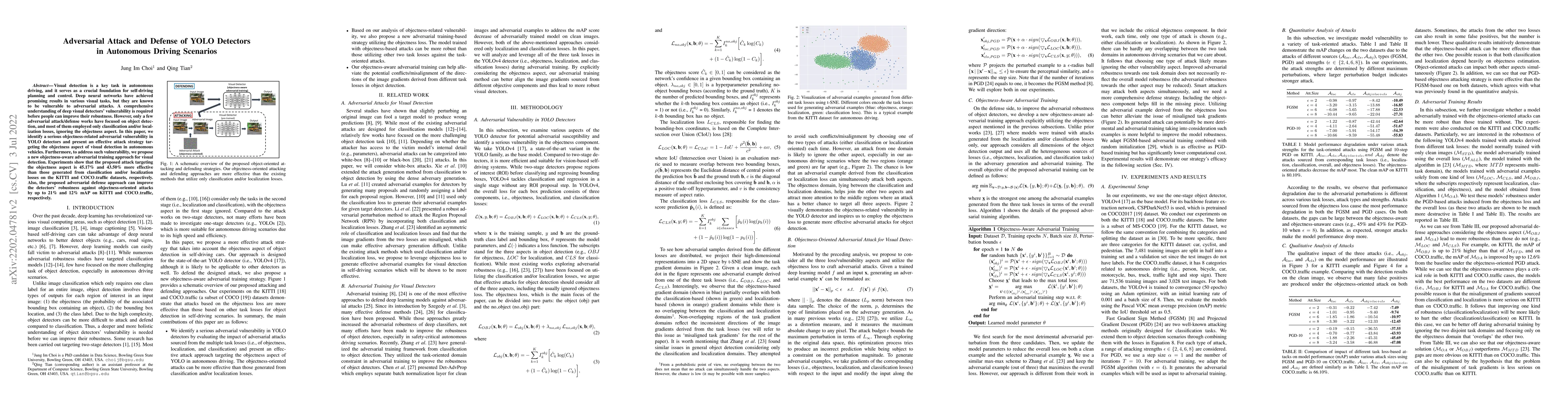 Thumbnail for Adversarial Attack and Defense of YOLO Detectors in Autonomous Driving
  Scenarios