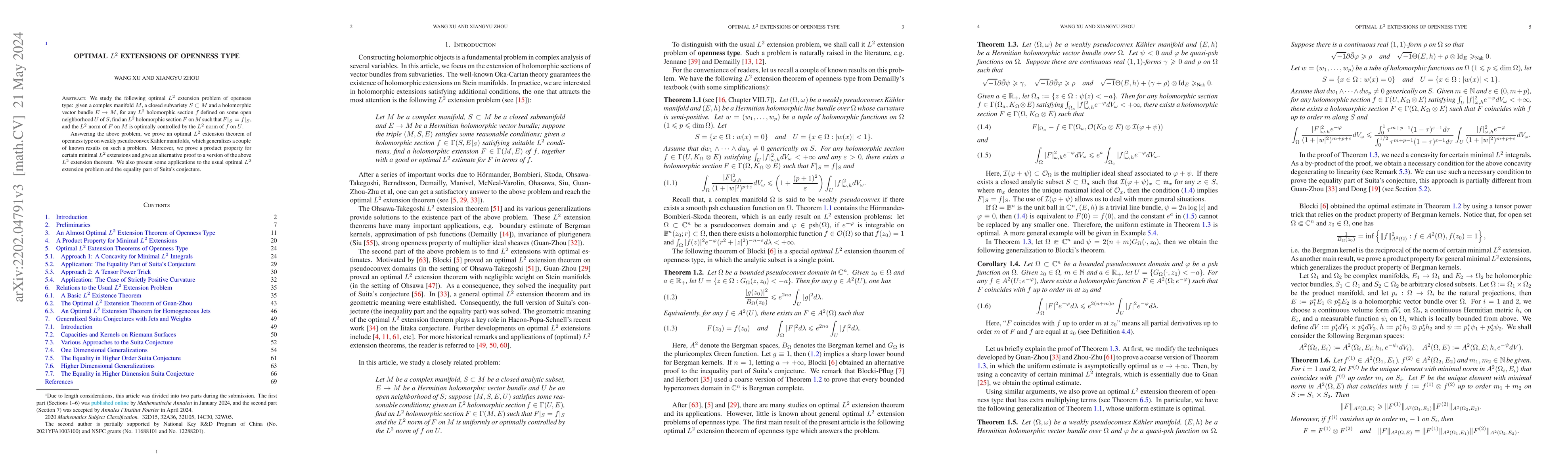 Thumbnail for Optimal $L^2$ Extensions of Openness Type