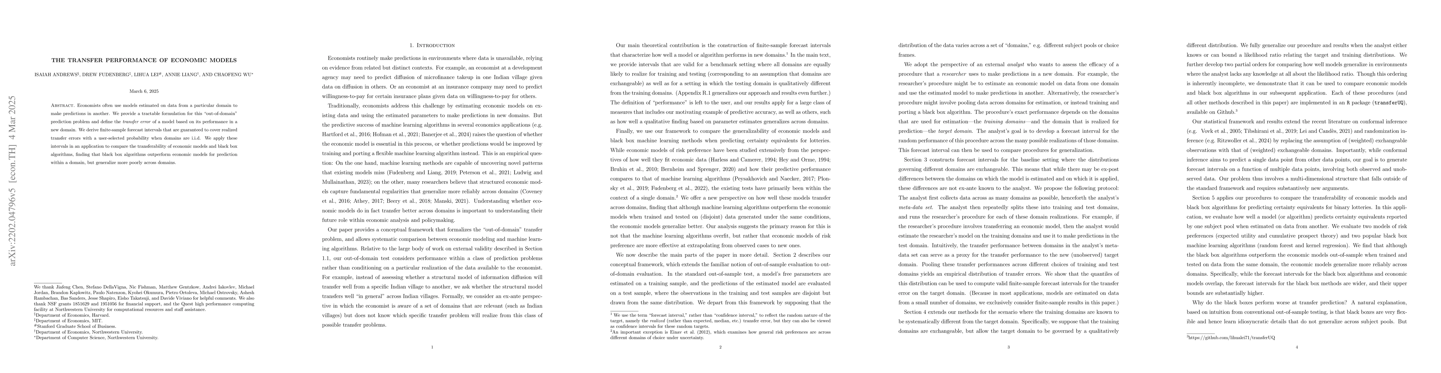 Thumbnail for The Transfer Performance of Economic Models