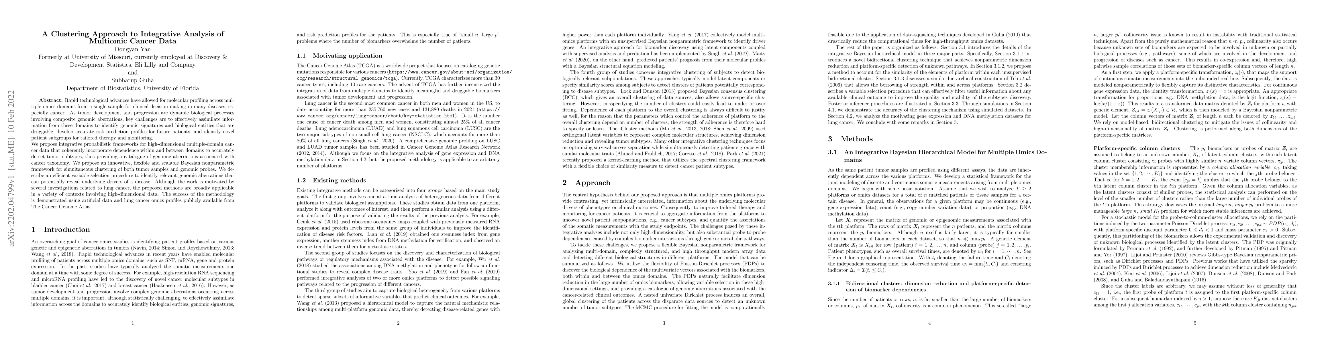 Thumbnail for A Clustering Approach to Integrative Analysis of Multiomic Cancer Data
