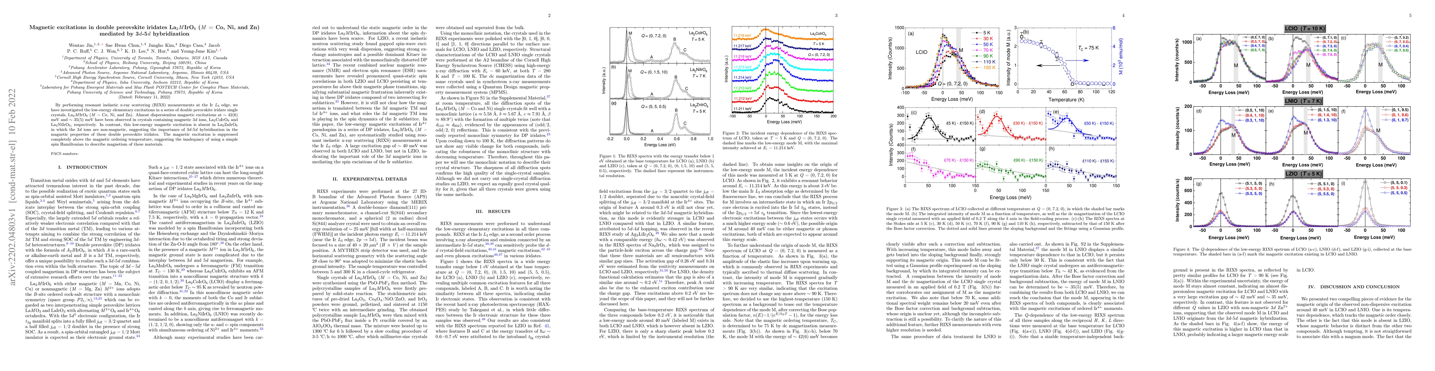Thumbnail for Magnetic excitations in double perovskite iridates
  La$_{2}$$\mathit{M}$IrO$_{6}$ ($\mathit{M}$ = Co, Ni, and Zn) mediated by
  3$\mathit{d}$-5$\mathit{d}$ hybridization