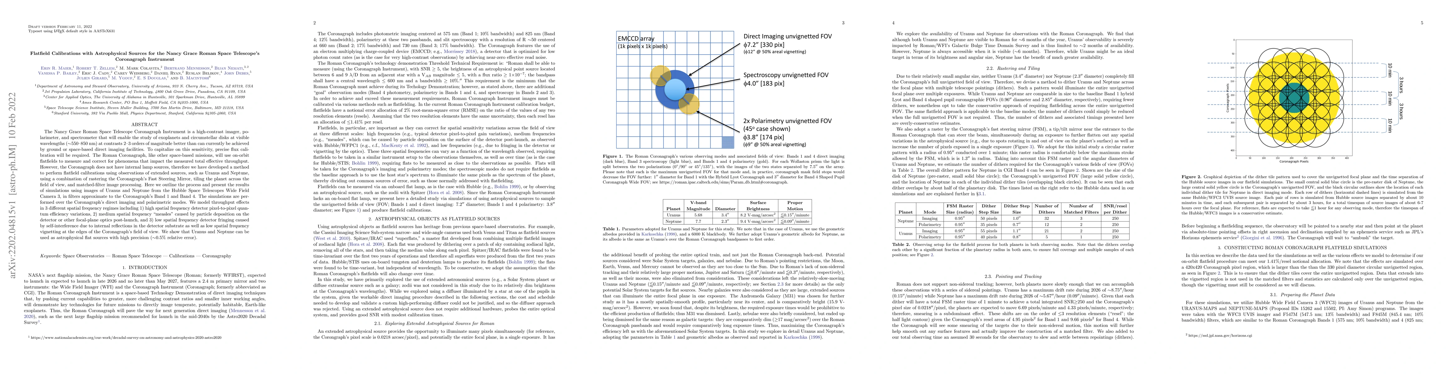 Thumbnail for Flatfield Calibrations with Astrophysical Sources for the Nancy Grace
  Roman Space Telescope's Coronagraph Instrument