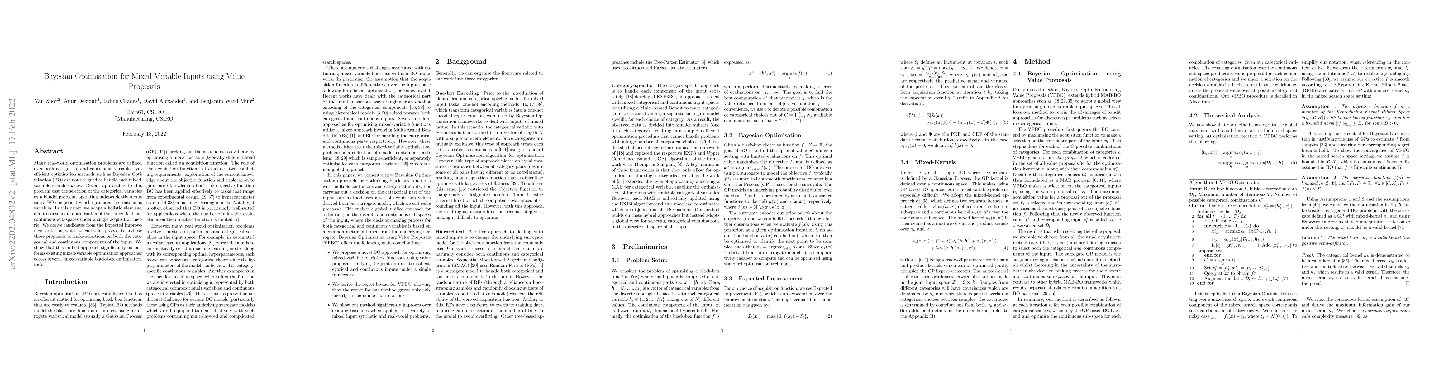 Thumbnail for Bayesian Optimisation for Mixed-Variable Inputs using Value Proposals