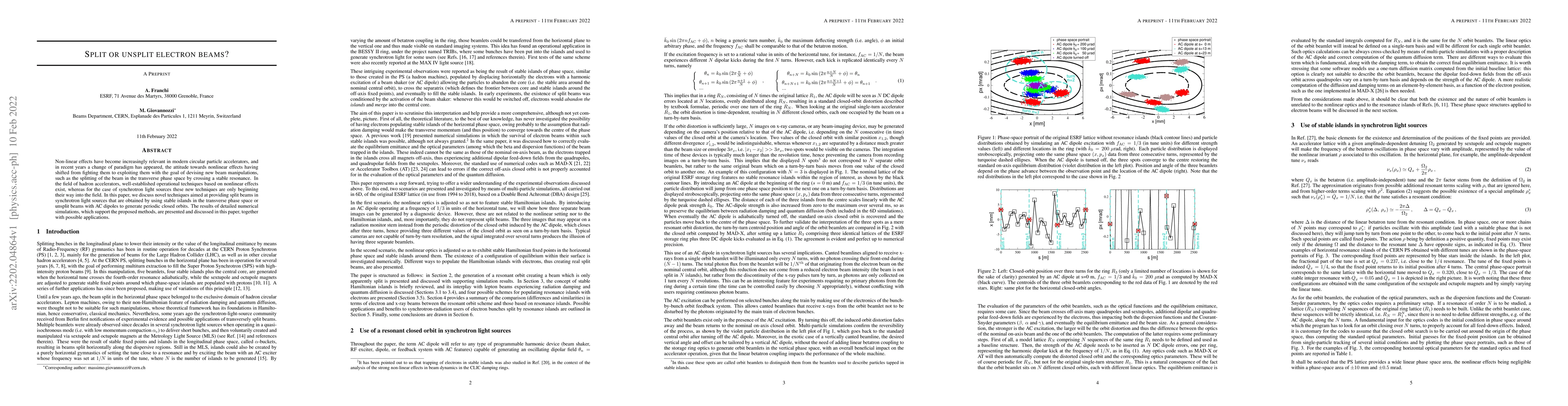Thumbnail for Split or unsplit electron beams?