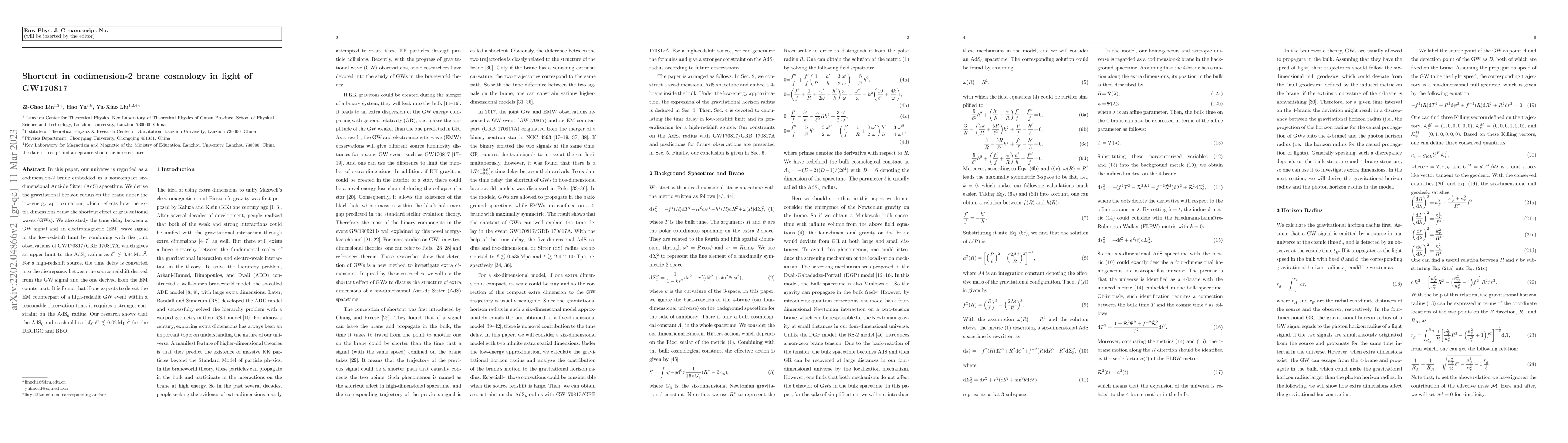 Thumbnail for Shortcut in codimension-2 brane cosmology in light of GW170817