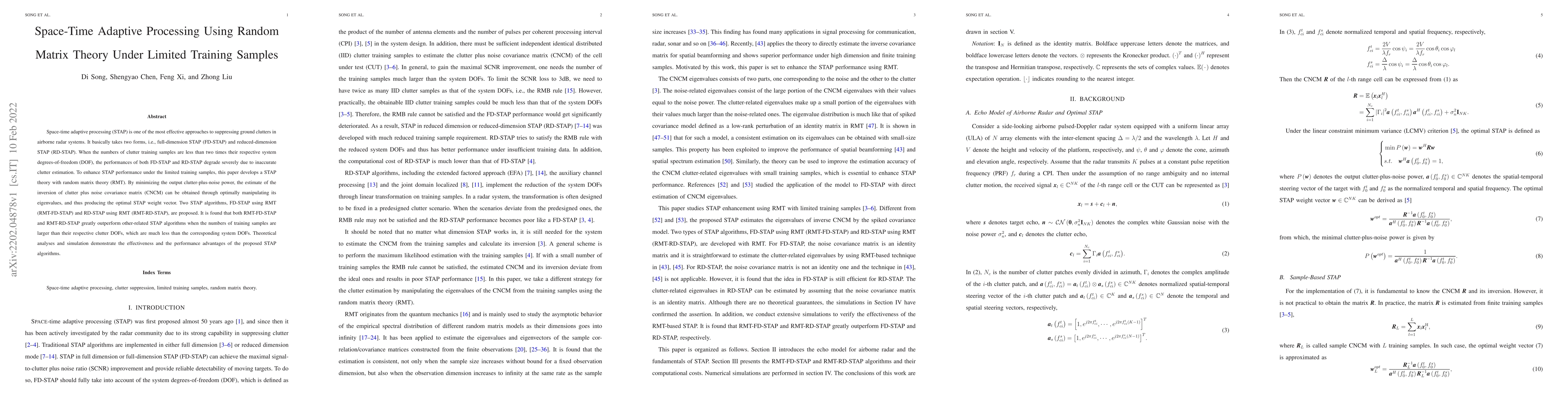 Thumbnail for Space-Time Adaptive Processing Using Random Matrix Theory Under Limited
  Training Samples