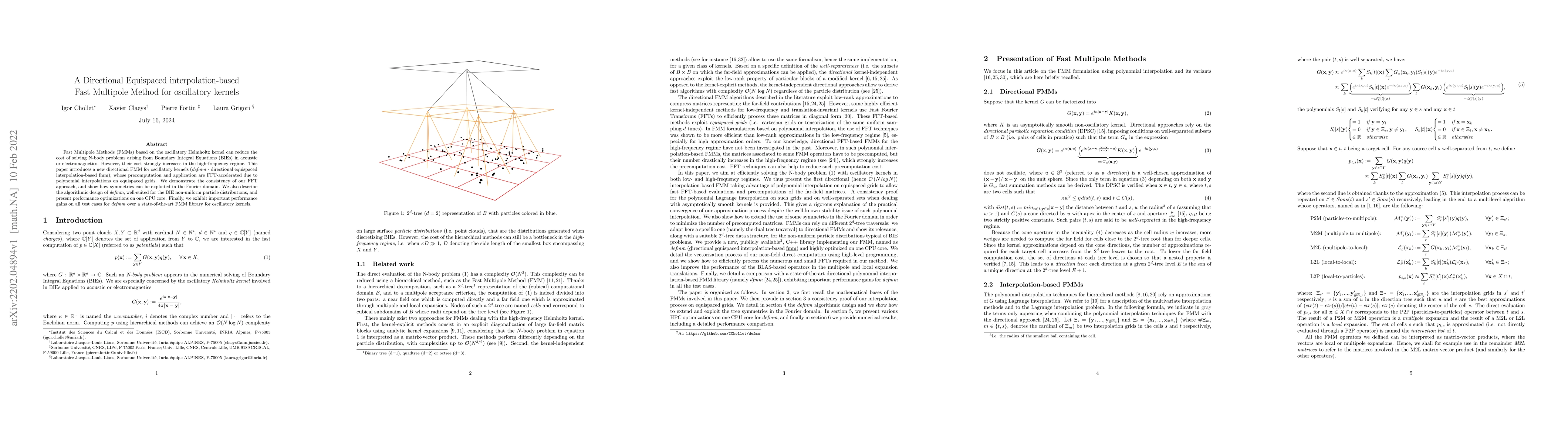 Thumbnail for A Directional Equispaced interpolation-based Fast Multipole Method for
  oscillatory kernels