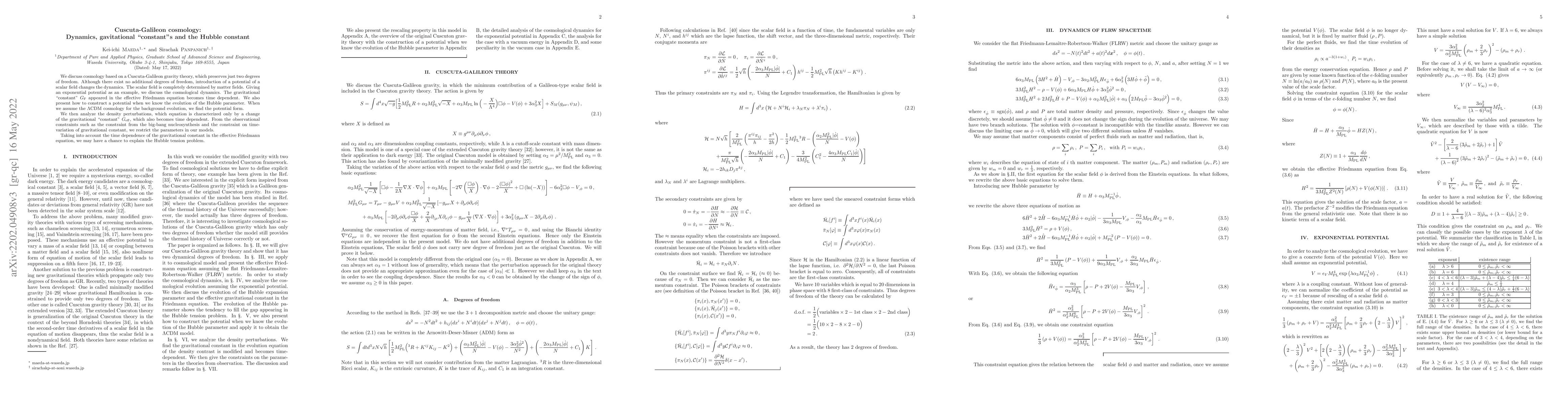 Thumbnail for Cuscuta-Galileon cosmology: Dynamics, gravitational "constant"s and the
  Hubble Constant