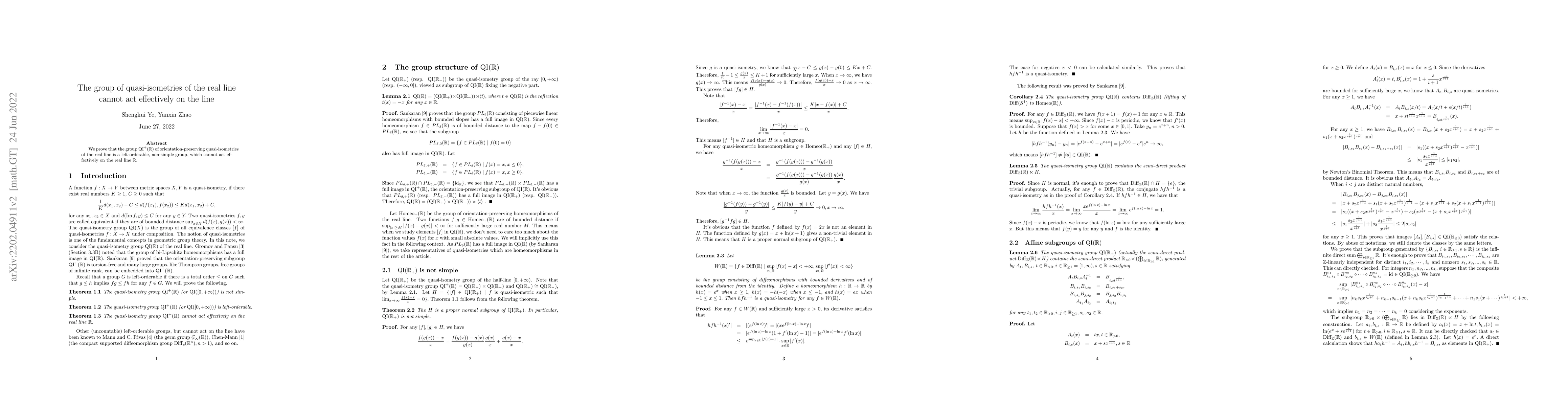 Thumbnail for The group of quasi-isometries of the real line cannot act effectively on
  the line