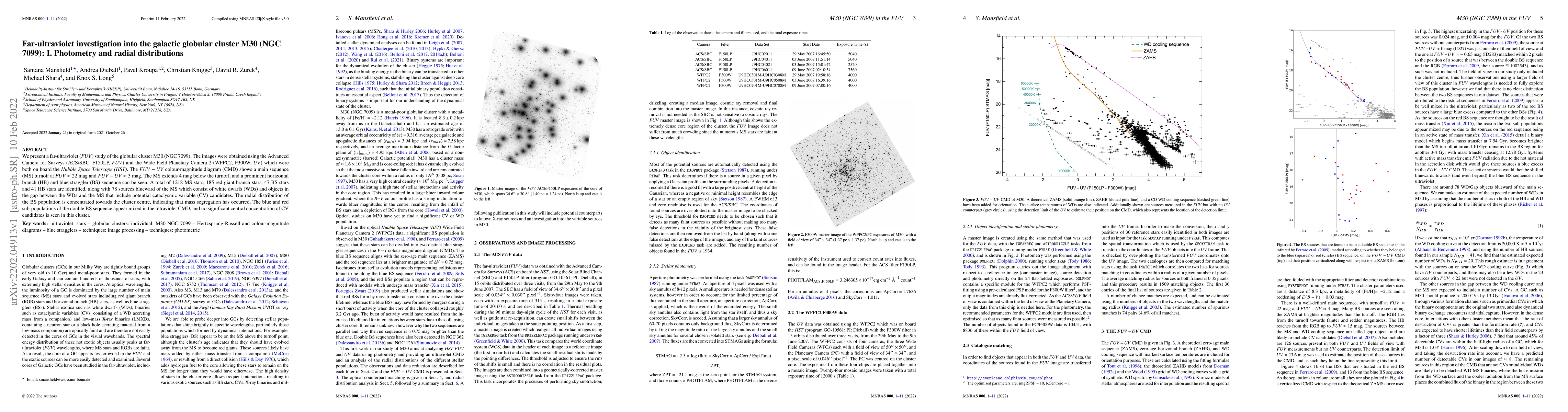 Thumbnail for Far-ultraviolet investigation into the galactic globular cluster M30
  (NGC 7099): I. Photometry and radial distributions