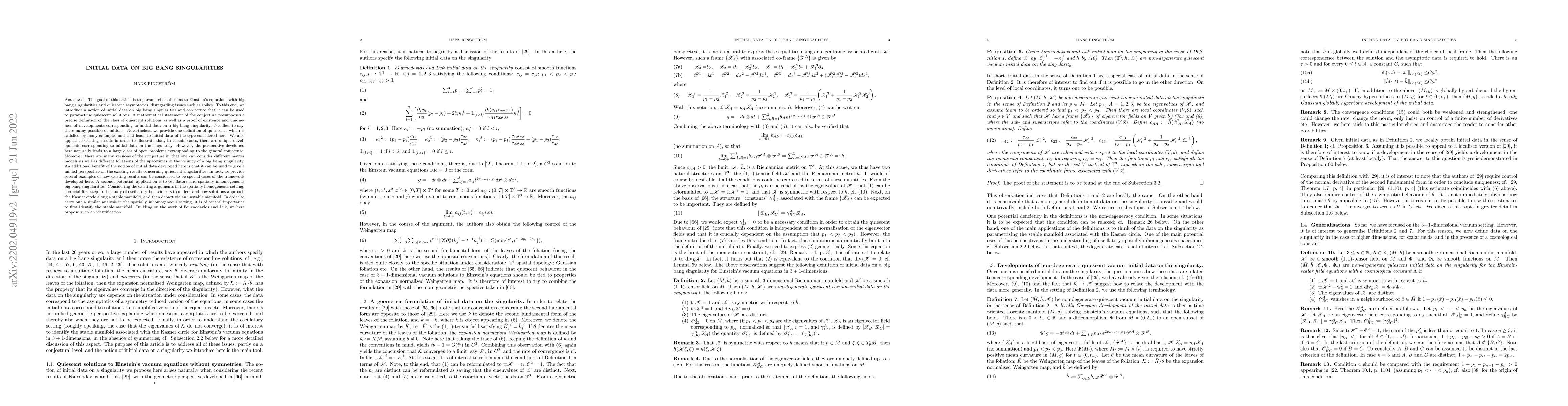 Thumbnail for Initial data on big bang singularities