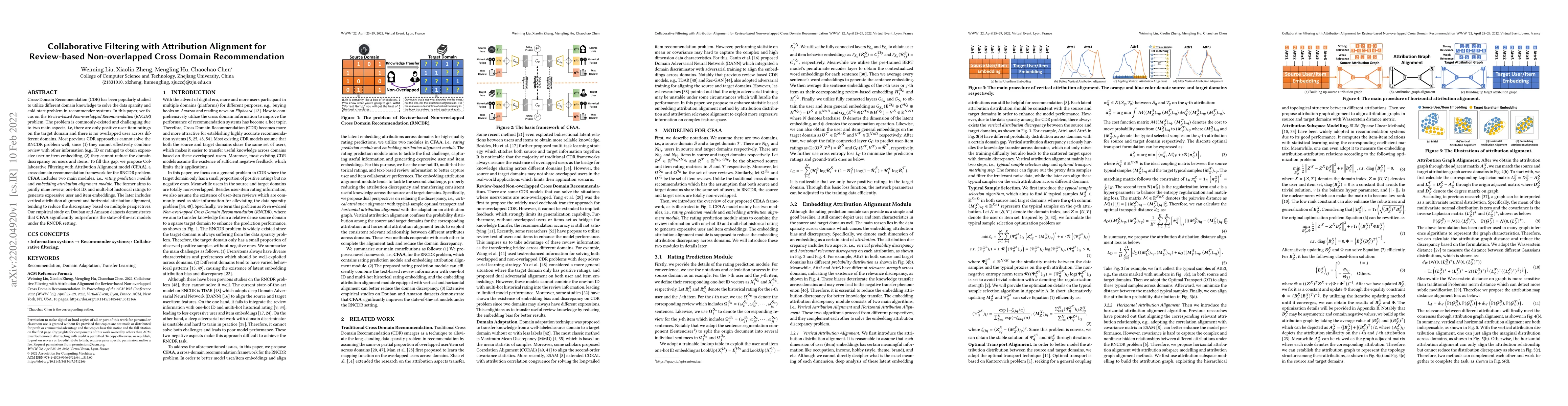 Thumbnail for Collaborative Filtering with Attribution Alignment for Review-based
  Non-overlapped Cross Domain Recommendation