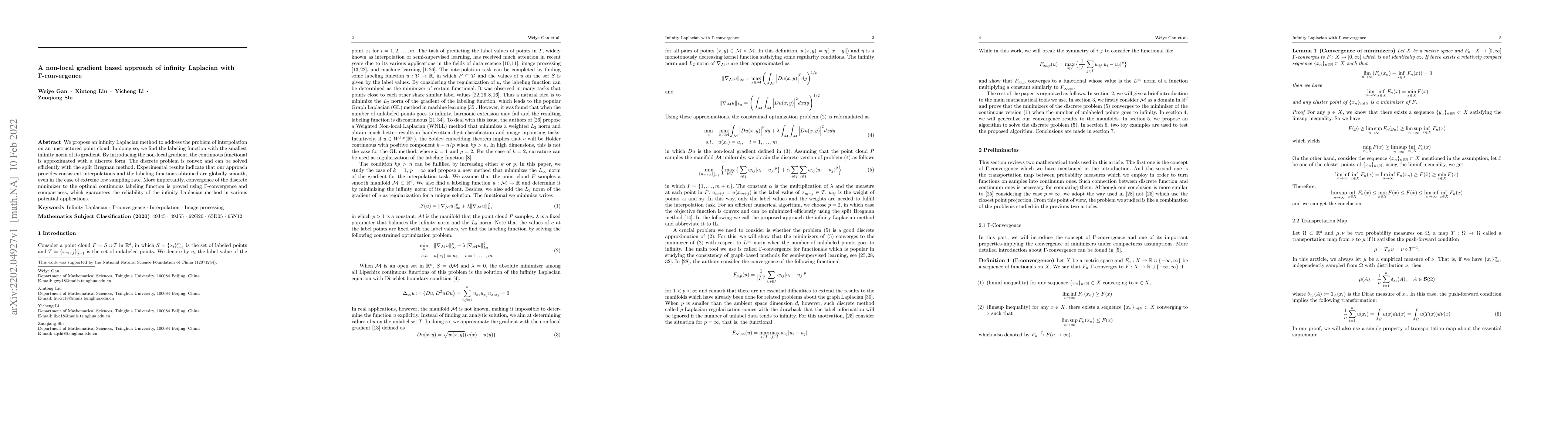 Thumbnail for A non-local gradient based approach of infinity Laplacian with
  $\Gamma$-convergence