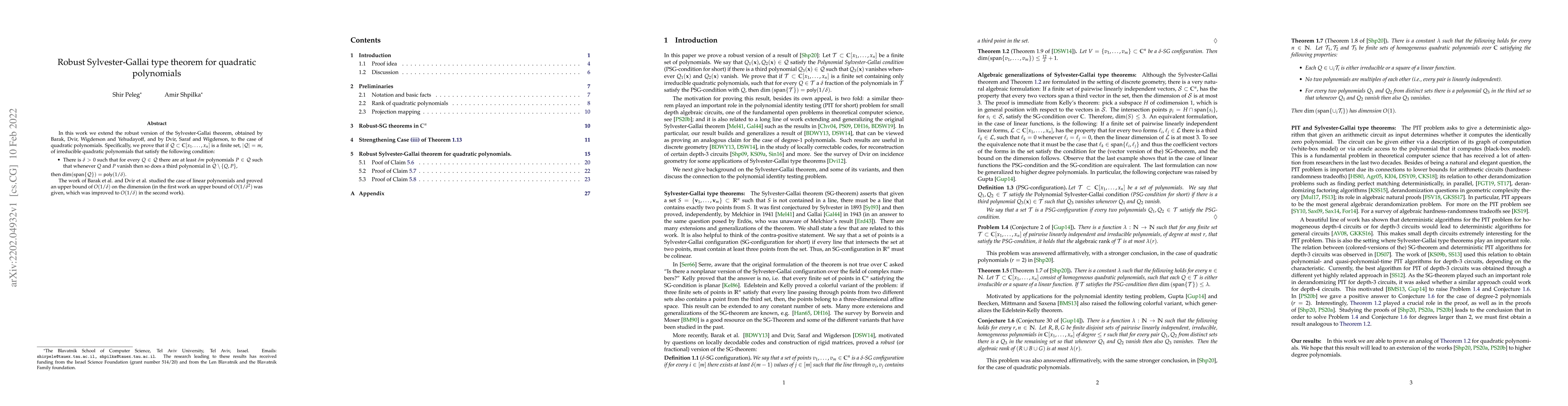 Thumbnail for Robust Sylvester-Gallai type theorem for quadratic polynomials