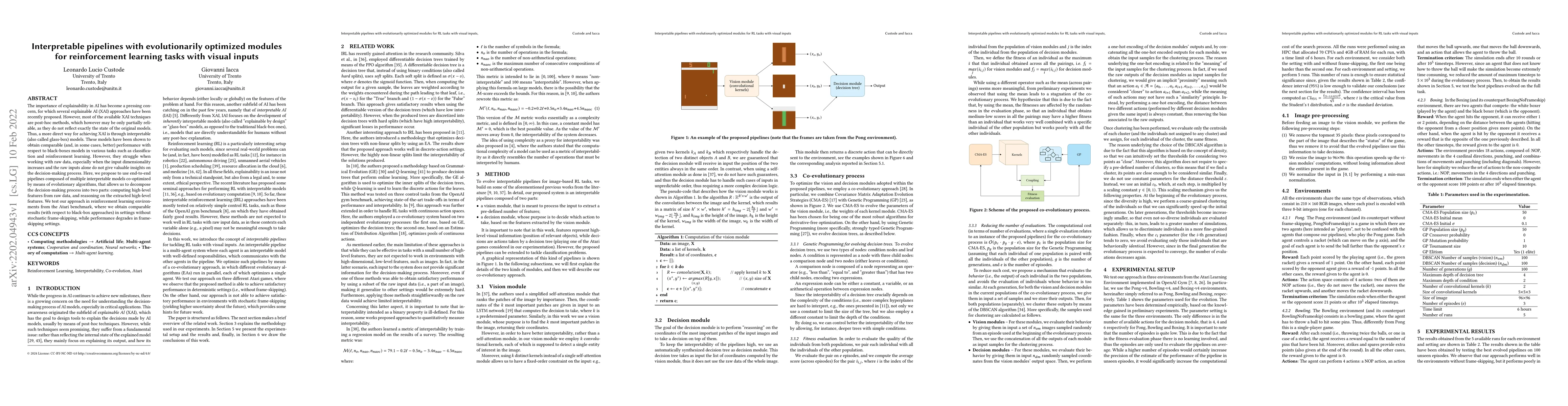 Thumbnail for Interpretable pipelines with evolutionarily optimized modules for RL
  tasks with visual inputs