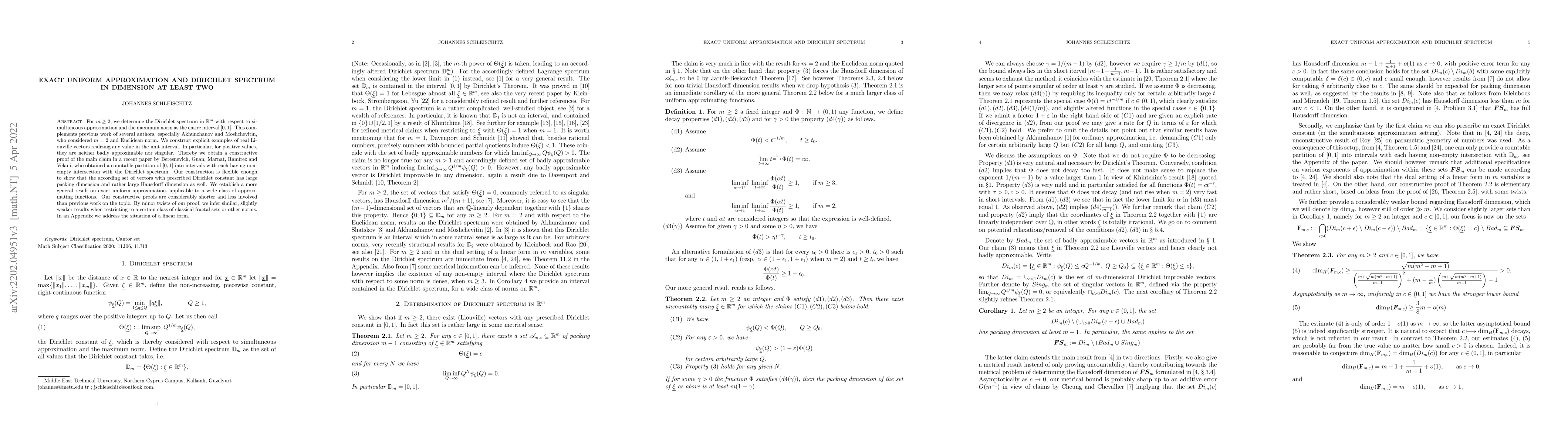 Thumbnail for Exact uniform approximation and Dirichlet spectrum in dimension at least
  two