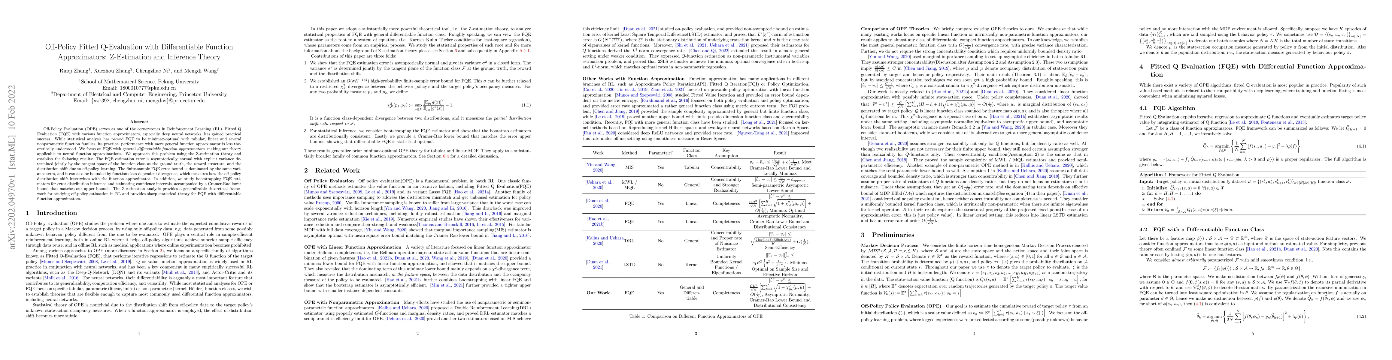Thumbnail for Off-Policy Fitted Q-Evaluation with Differentiable Function
  Approximators: Z-Estimation and Inference Theory