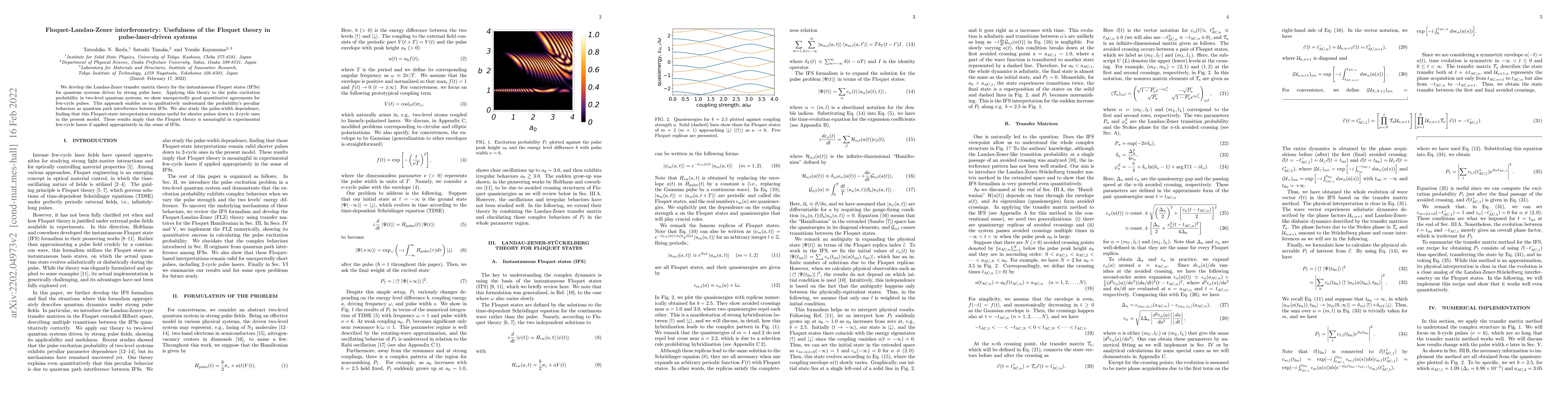 Thumbnail for Floquet-Landau-Zener interferometry: Usefulness of the Floquet theory in
  pulse-laser-driven systems