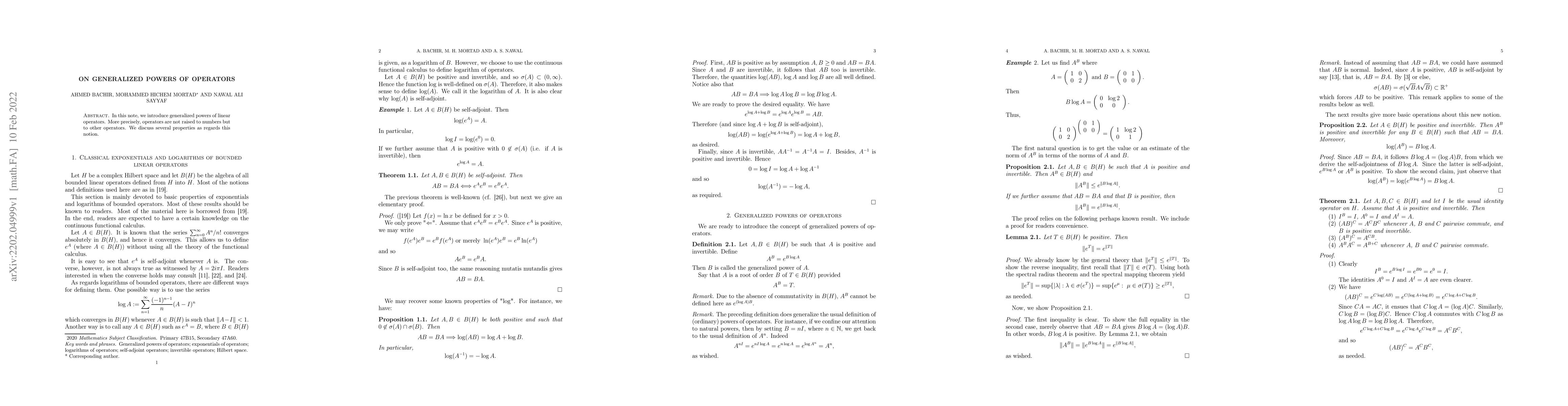 Thumbnail for On Generalized Powers of Operators