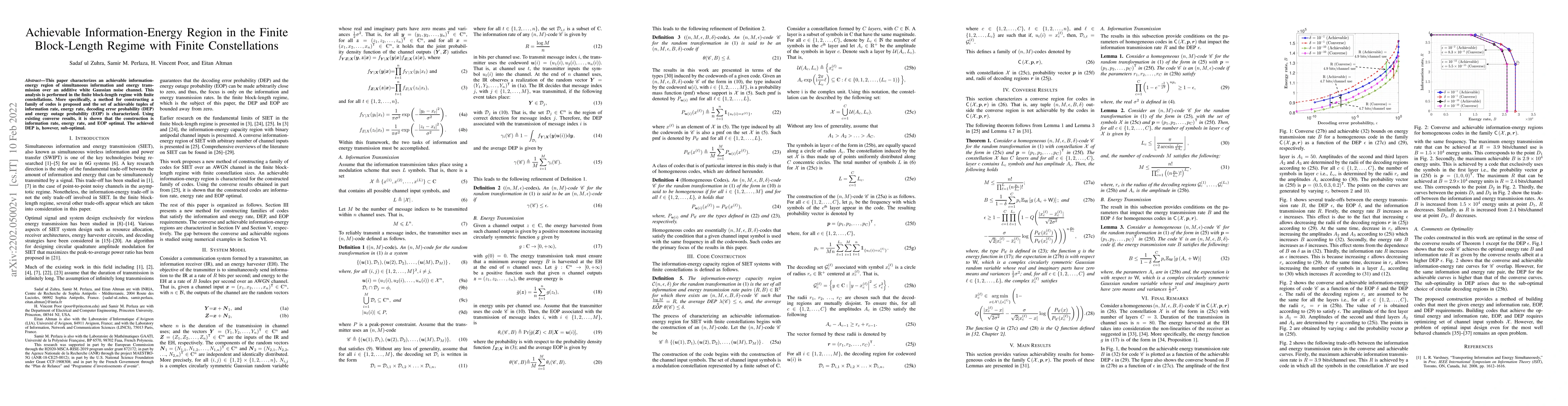 Thumbnail for Achievable Information-Energy Region in the Finite Block-Length Regime
  with Finite Constellations