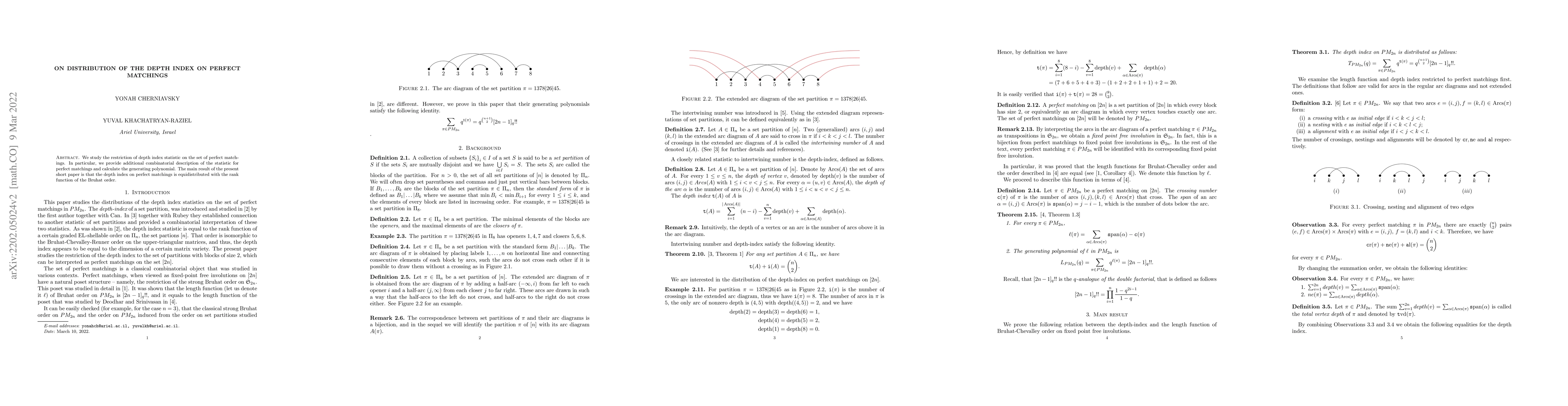 Thumbnail for On distribution of the depth index on perfect matchings