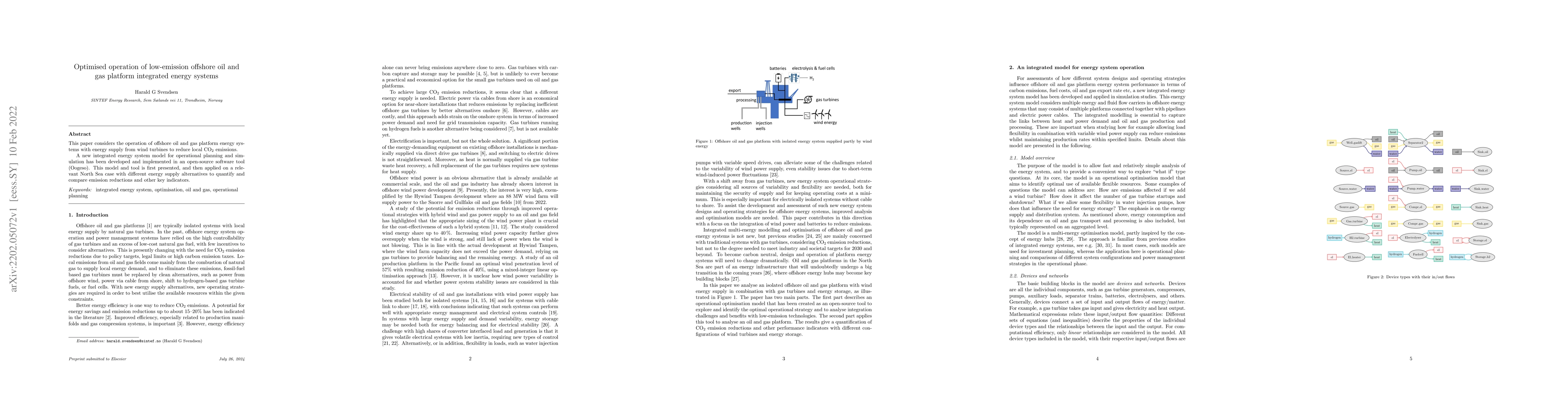 Thumbnail for Optimised operation of low-emission offshore oil and gas platform
  integrated energy systems
