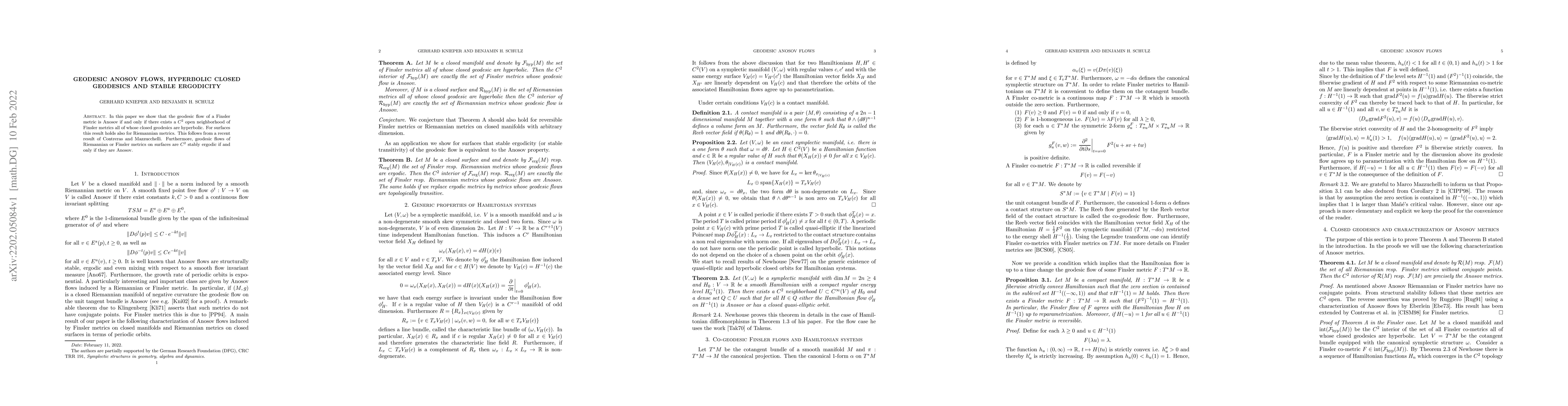 Thumbnail for Geodesic Anosov flows, hyperbolic closed geodesics and stable ergodicity