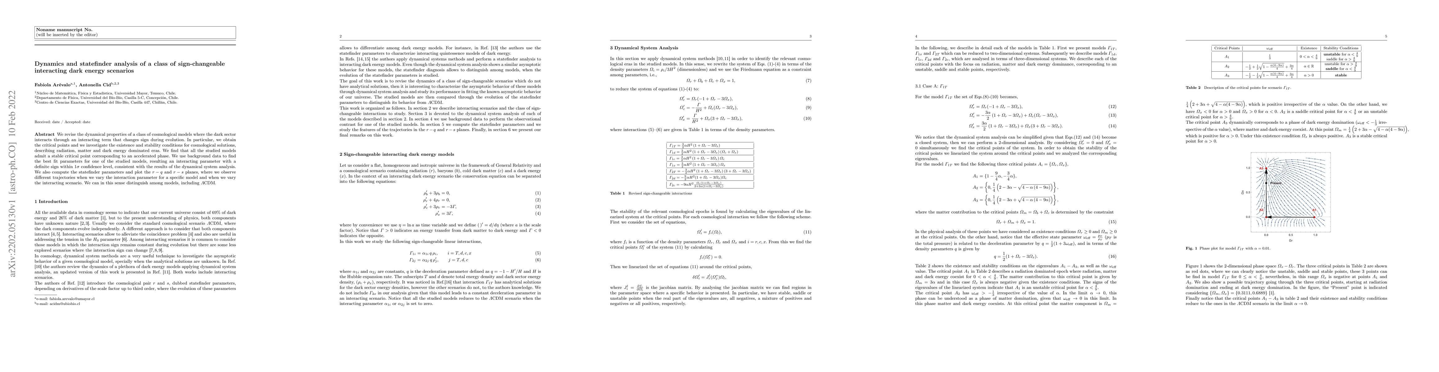 Thumbnail for Dynamics and statefinder analysis of a class of sign-changeable
  interacting dark energy scenarios