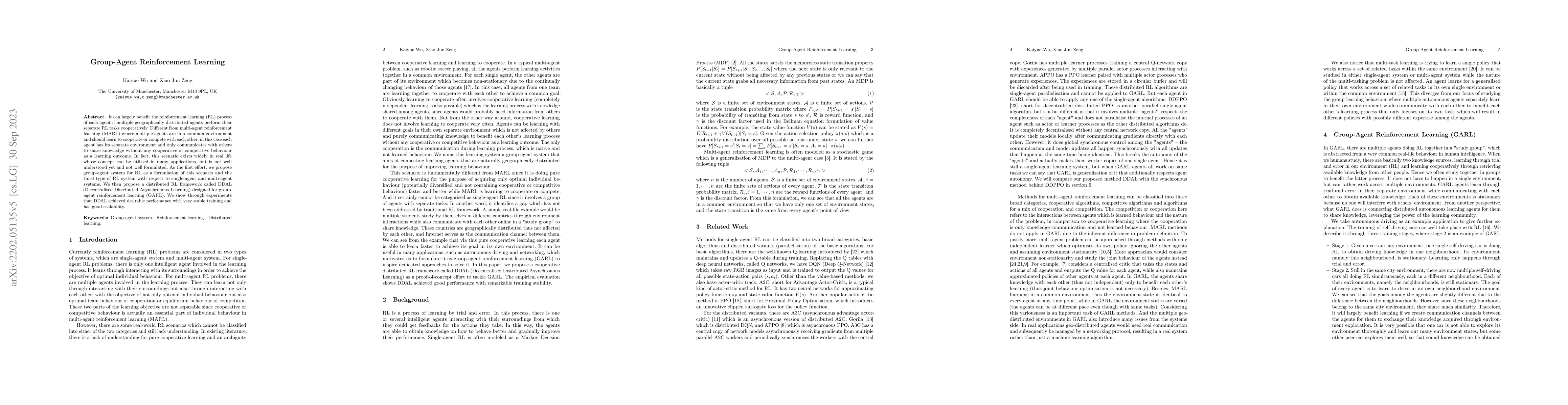 Thumbnail for Group-Agent Reinforcement Learning