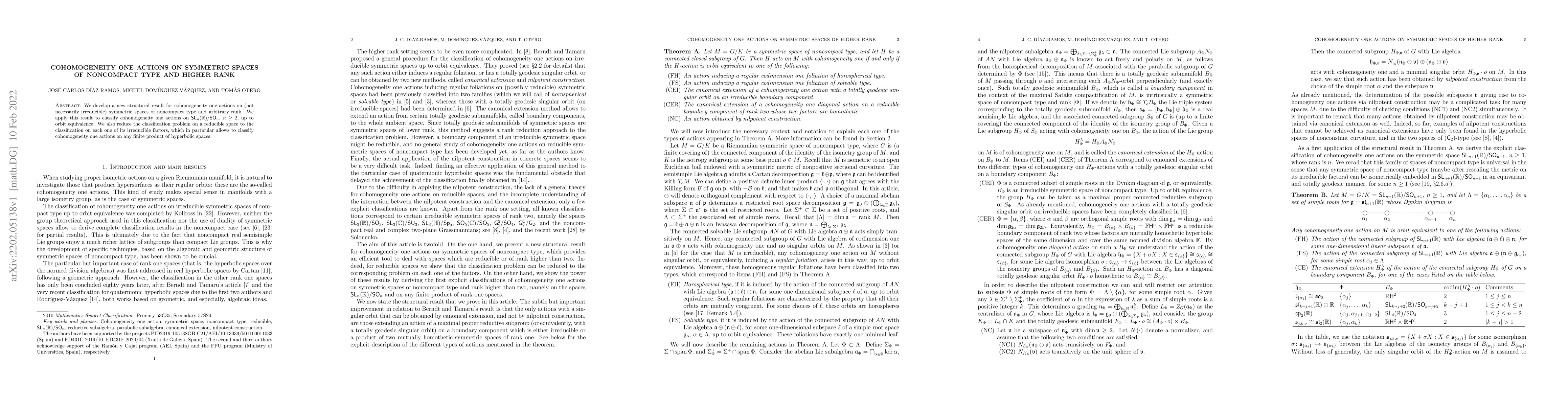 Thumbnail for Cohomogeneity one actions on symmetric spaces of noncompact type and
  higher rank
