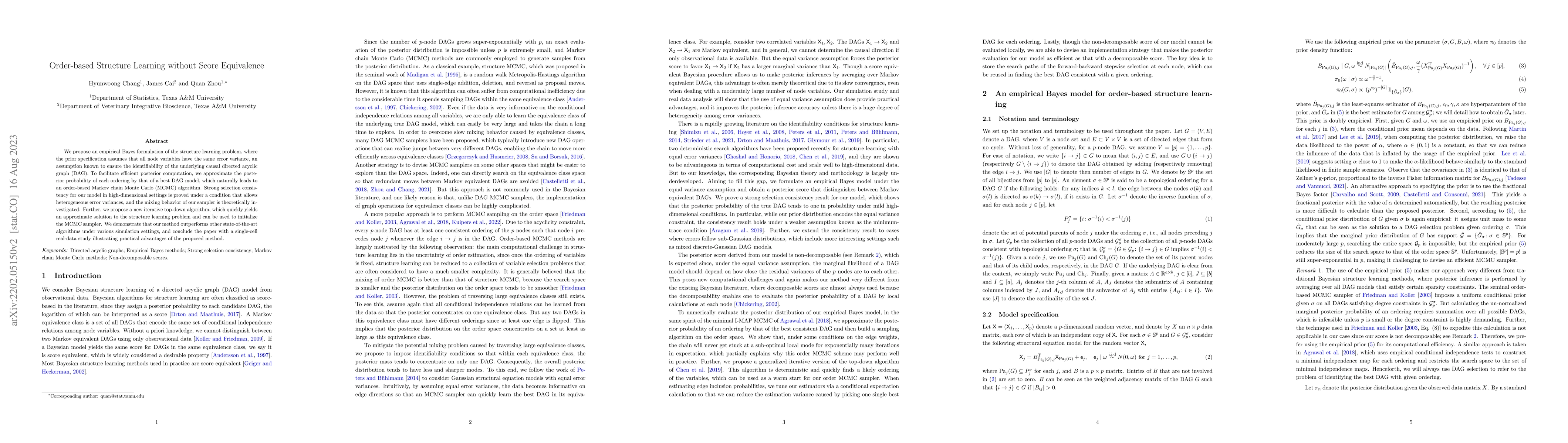 Thumbnail for Order-based Structure Learning without Score Equivalence