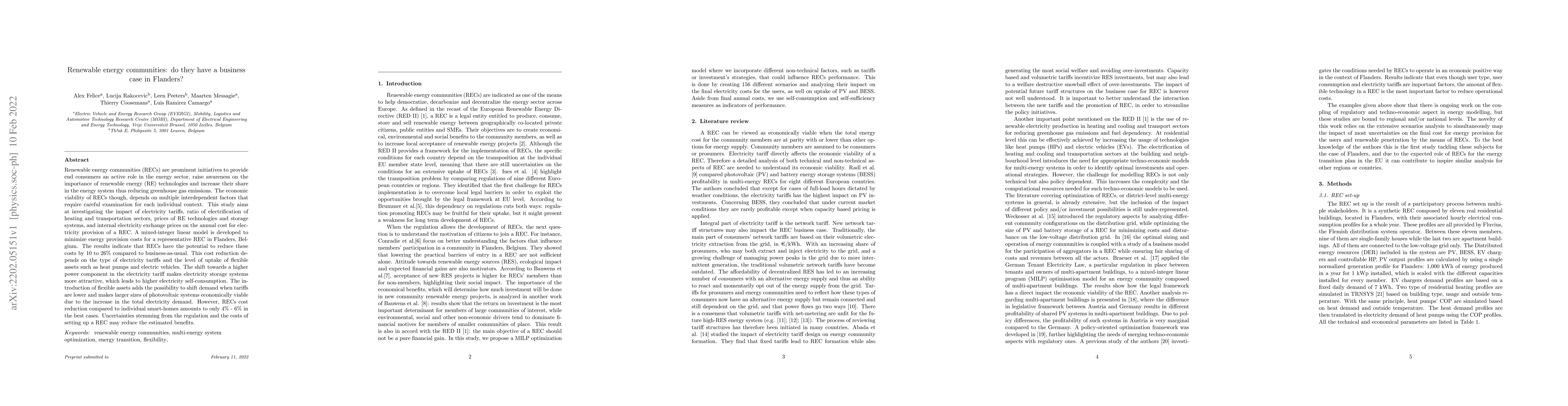 Thumbnail for Renewable energy communities: do they have a business case in Flanders?