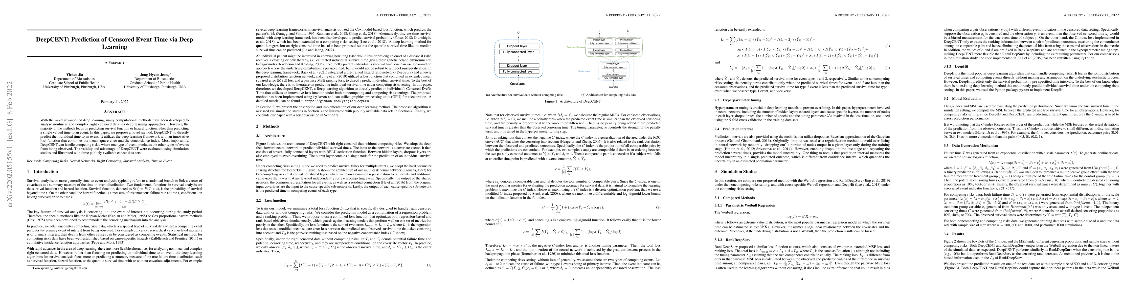 Thumbnail for DeepCENT: Prediction of Censored Event Time via Deep Learning