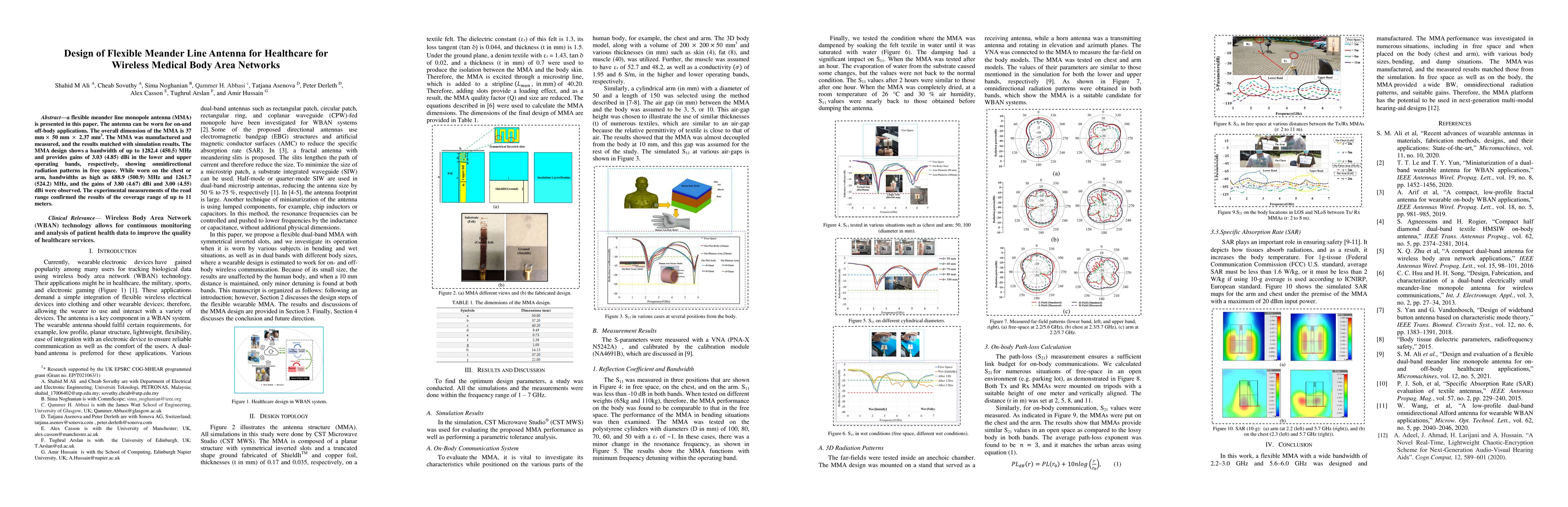 Thumbnail for Design of Flexible Meander Line Antenna for Healthcare for Wireless
  Medical Body Area Networks