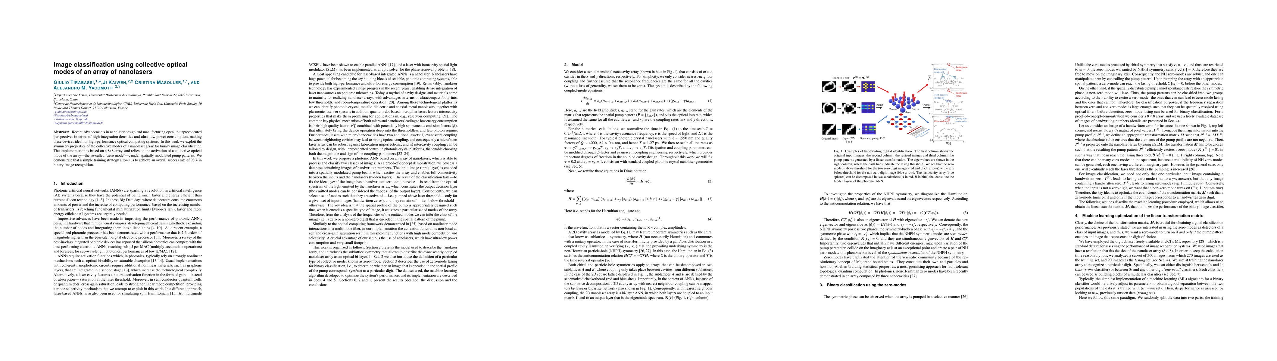 Thumbnail for Image classification using collective optical modes of an array of
  nanolasers