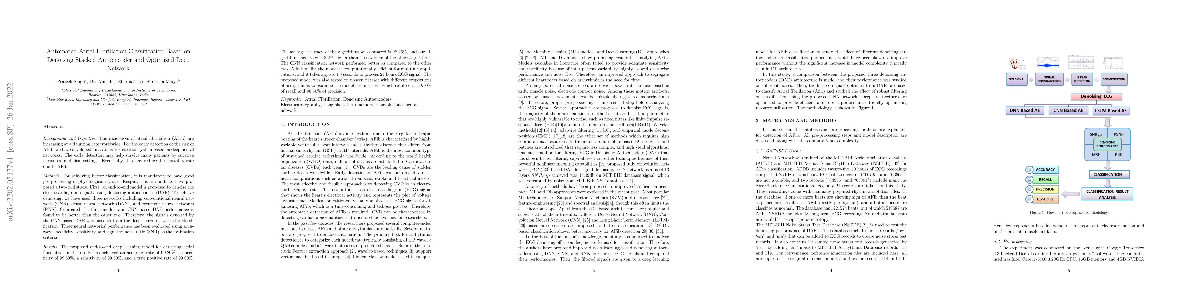 Thumbnail for Automated Atrial Fibrillation Classification Based on Denoising Stacked
  Autoencoder and Optimized Deep Network